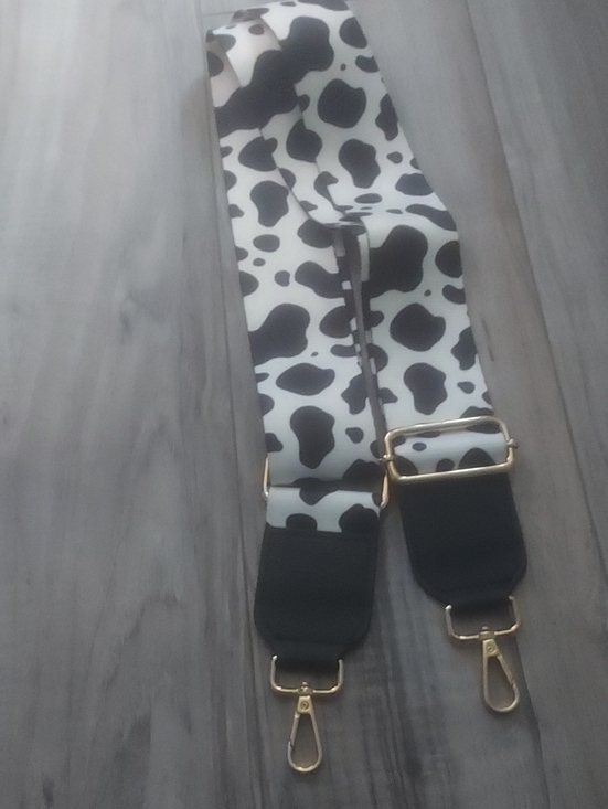 Handbags - Cow Print Adjustable Bag Strap with Gold Hardware